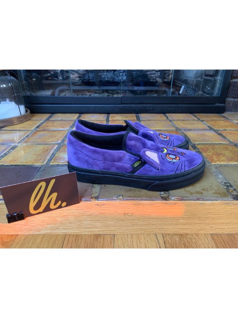 Kids 2 Vans x Sailor Moon “Luna” Purple Plush Slip On Shoes - Picture 5 of 7